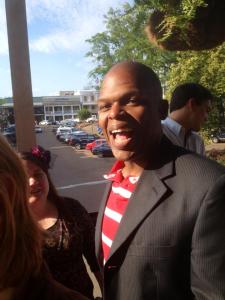 Maurice with writer Carolyn Lucas at City Grocery bar