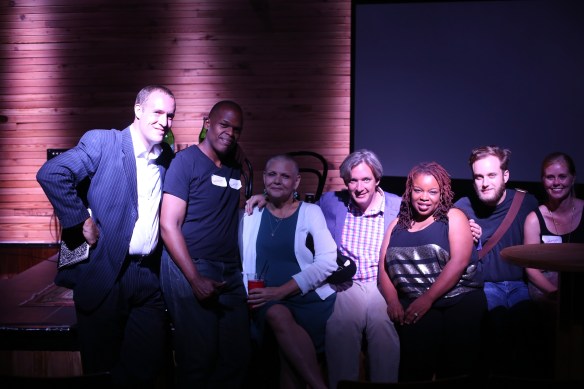 After the show: Nick Fox, Maurice Carlos Ruffin, Terri Shrum, Tad Bartlett, Kelly Harris, Nicholas Mainieri, and April Blevins Pejic. Photo by L. Kasimu Harris.